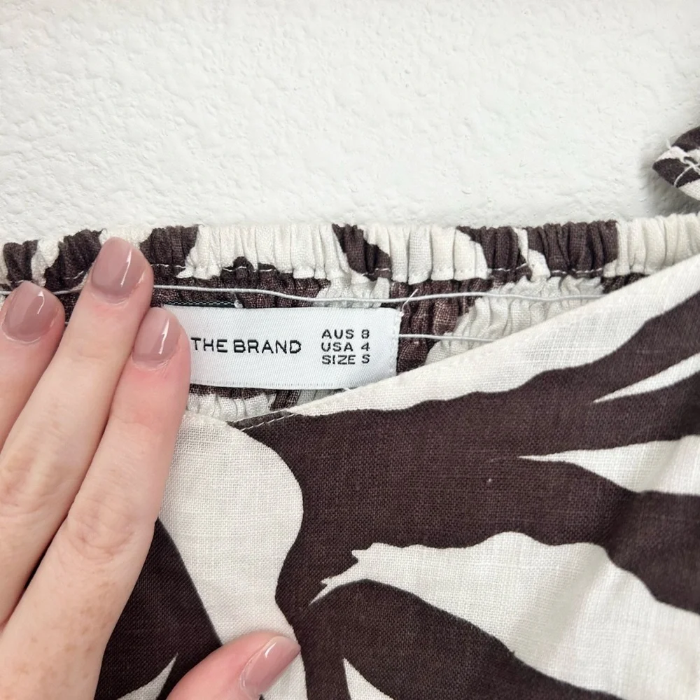 Faithfull The Brand Zebra Print Linen Crop Blouse Size 4